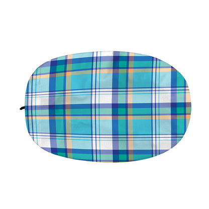 Blue Madras Pattern Print Car Side Mirror Covers
