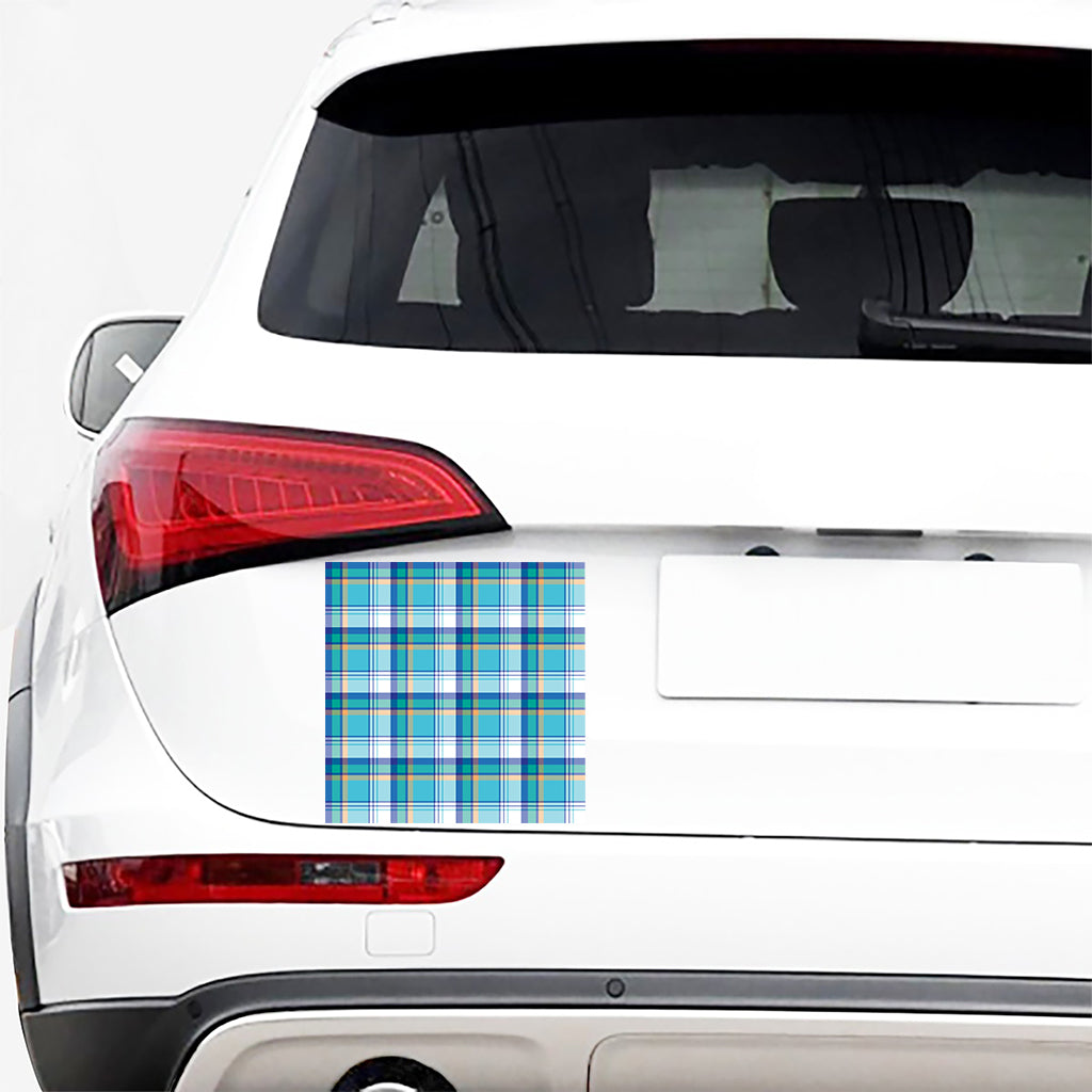 Blue Madras Pattern Print Car Sticker