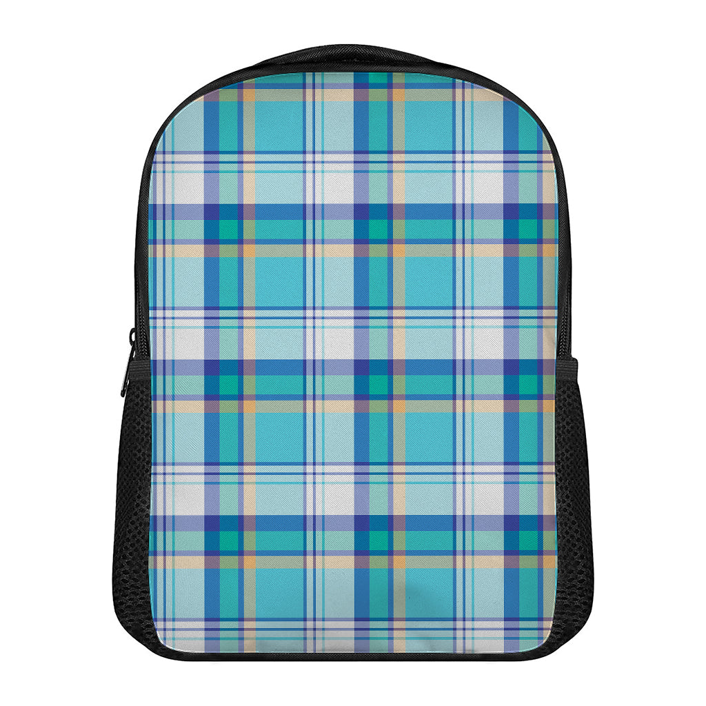 Blue Madras Pattern Print Casual Backpack