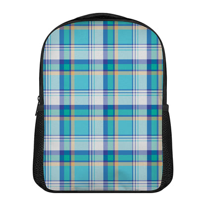 Blue Madras Pattern Print Casual Backpack