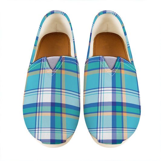 Blue Madras Pattern Print Casual Shoes
