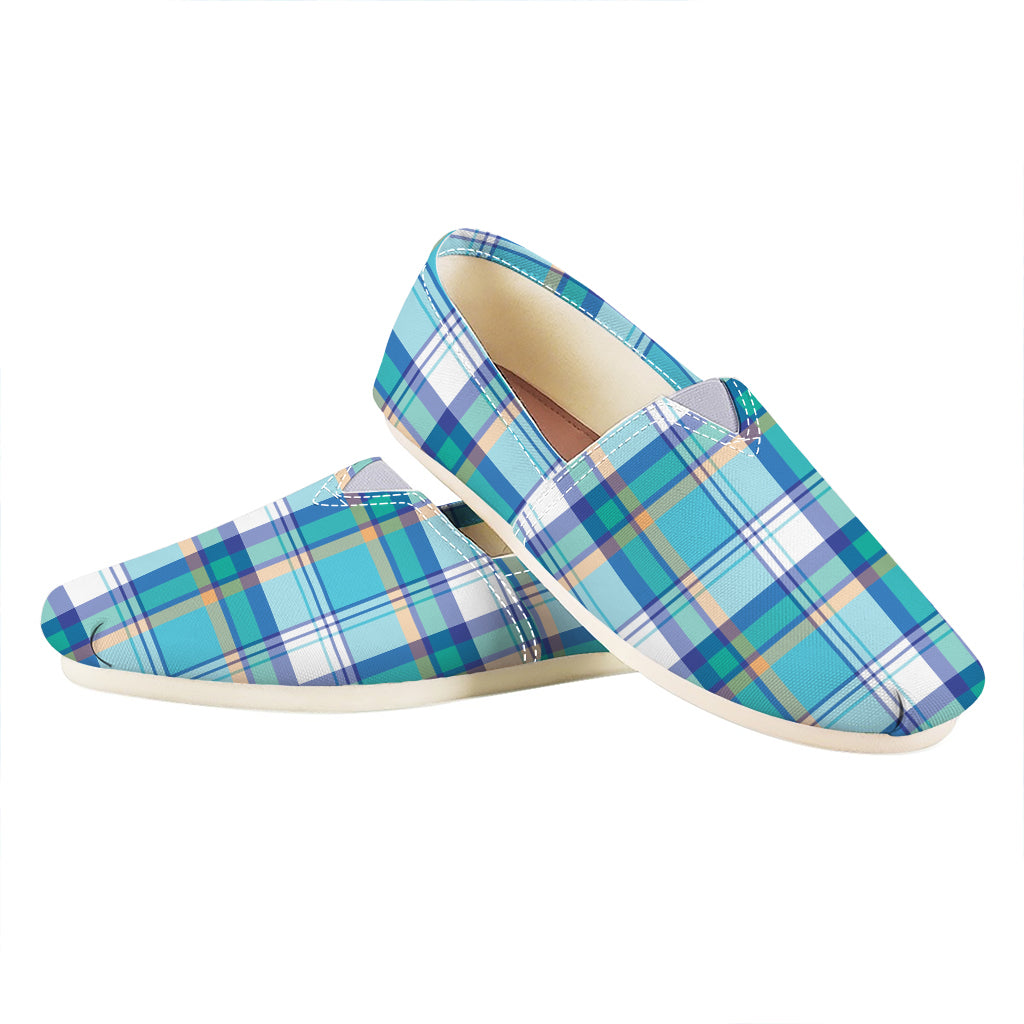 Blue Madras Pattern Print Casual Shoes