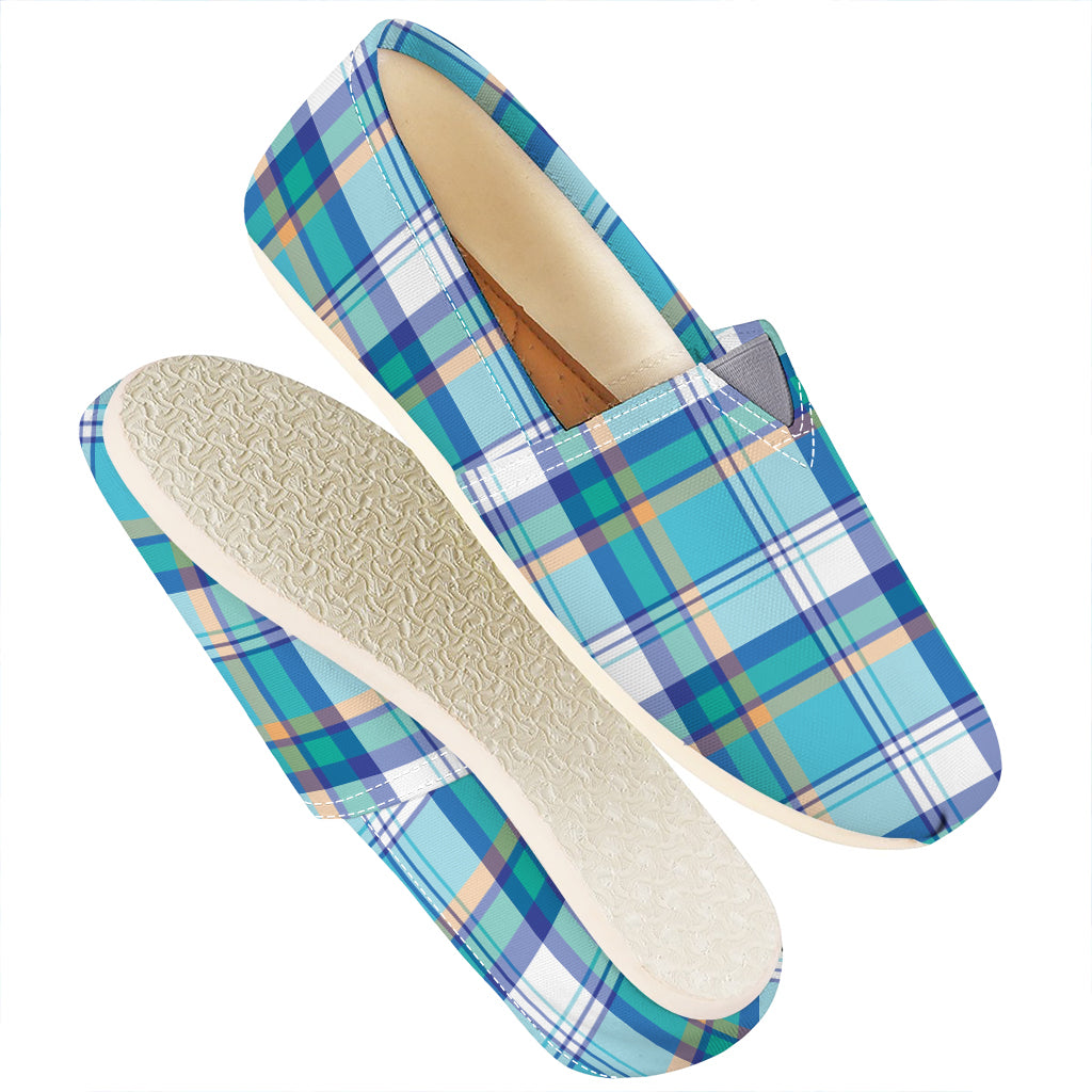 Blue Madras Pattern Print Casual Shoes