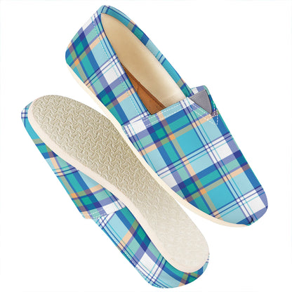 Blue Madras Pattern Print Casual Shoes