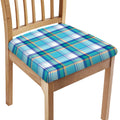 Blue Madras Pattern Print Chair Cushion Cover