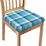 Blue Madras Pattern Print Chair Cushion Cover