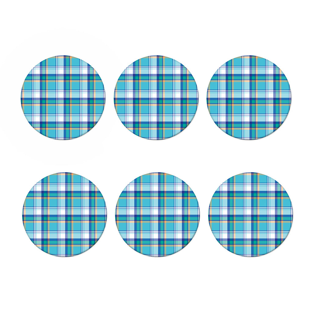 Blue Madras Pattern Print Coaster Set