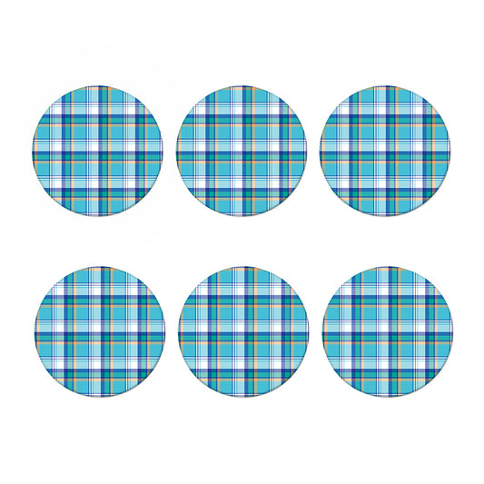 Blue Madras Pattern Print Coaster Set