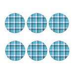 Blue Madras Pattern Print Coaster Set