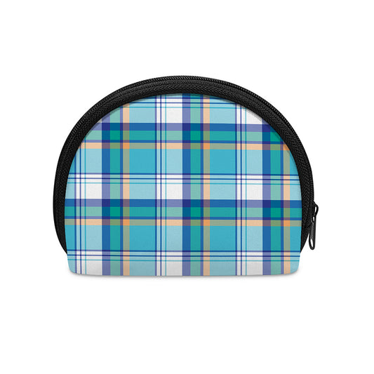 Blue Madras Pattern Print Coin Purse