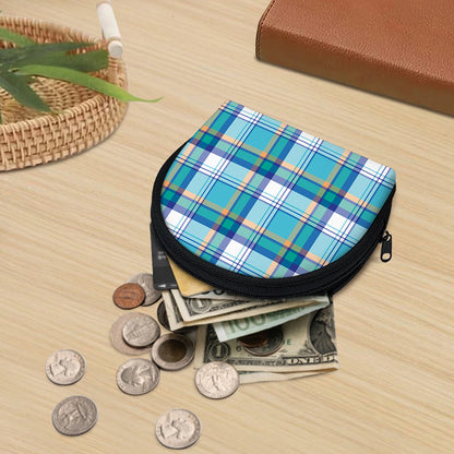 Blue Madras Pattern Print Coin Purse