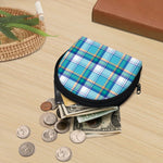 Blue Madras Pattern Print Coin Purse