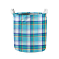 Blue Madras Pattern Print Collapsible Laundry Basket
