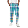 Blue Madras Pattern Print Cotton Sweatpants