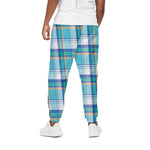 Blue Madras Pattern Print Cotton Pants