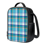 Blue Madras Pattern Print Crossbody Lunch Bag