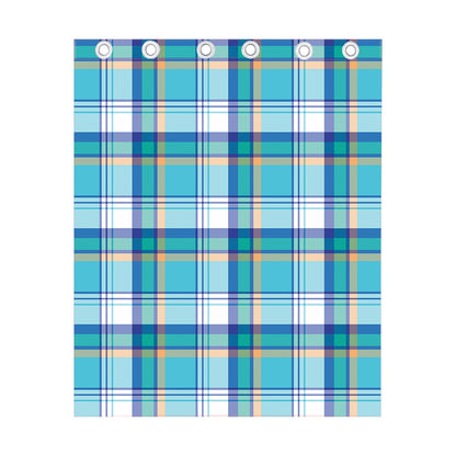 Blue Madras Pattern Print Curtain