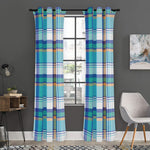 Blue Madras Pattern Print Curtain