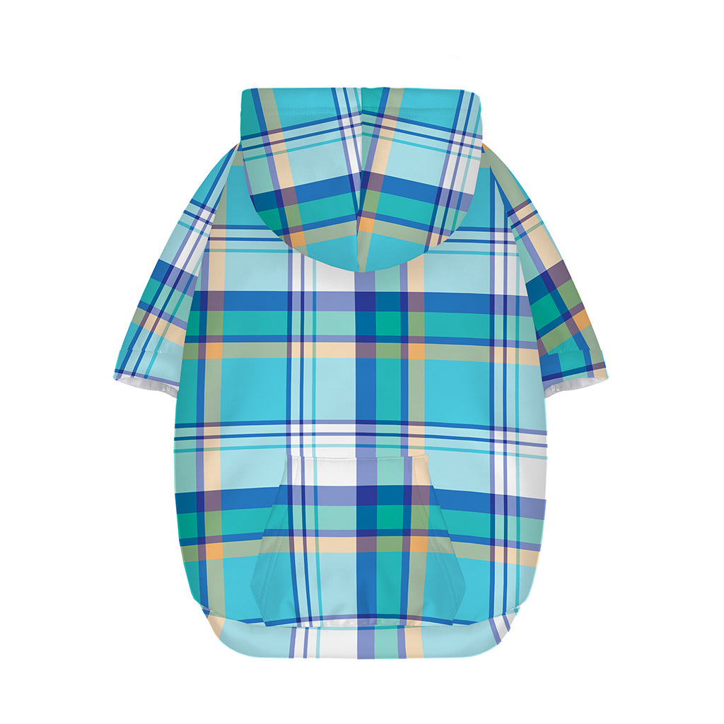Blue Madras Pattern Print Dog Zip Up Hoodie