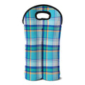 Blue Madras Pattern Print Double Neoprene Wine Tote