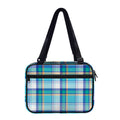 Blue Madras Pattern Print Double Strap Bible Bag