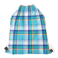Blue Madras Pattern Print Drawstring Bag