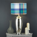 Blue Madras Pattern Print Drum Lamp Shade