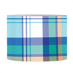 Blue Madras Pattern Print Drum Lamp Shade