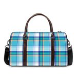 Blue Madras Pattern Print Duffle Bag
