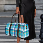 Blue Madras Pattern Print Duffle Bag