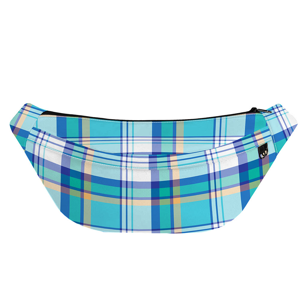 Blue Madras Pattern Print Fanny Pack