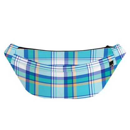 Blue Madras Pattern Print Fanny Pack