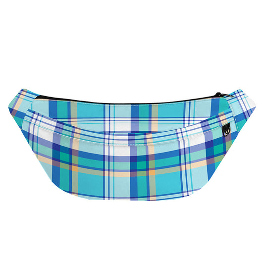 Blue Madras Pattern Print Fanny Pack