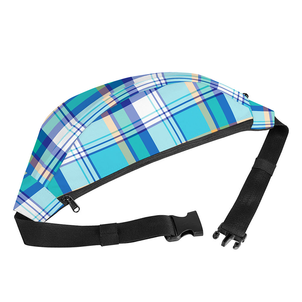 Blue Madras Pattern Print Fanny Pack