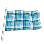 Blue Madras Pattern Print Flag