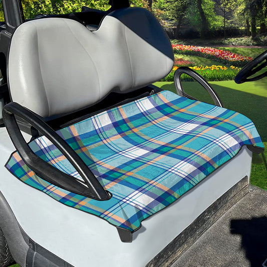 Blue Madras Pattern Print Golf Cart Seat Cover