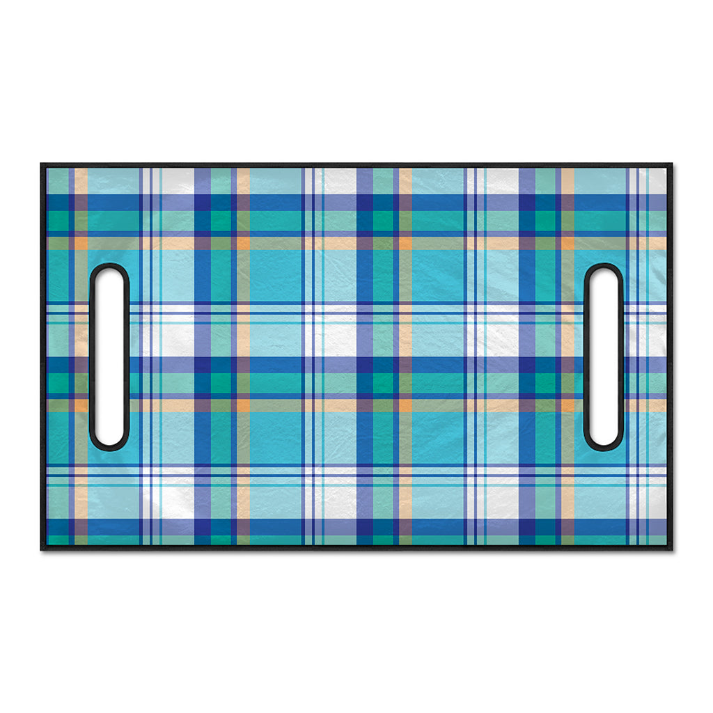 Blue Madras Pattern Print Golf Cart Seat Cover