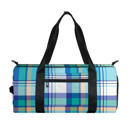 Blue Madras Pattern Print Gym Bag