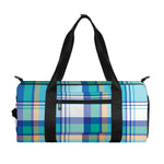 Blue Madras Pattern Print Gym Bag
