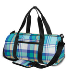 Blue Madras Pattern Print Gym Bag