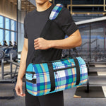 Blue Madras Pattern Print Gym Bag