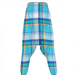 Blue Madras Pattern Print Hammer Pants