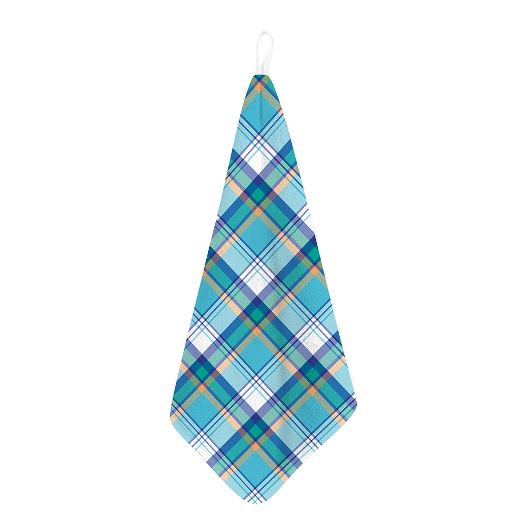 Blue Madras Pattern Print Hand Towel