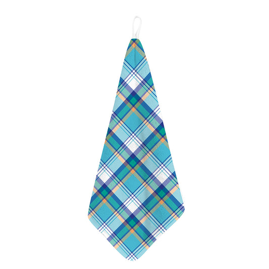 Blue Madras Pattern Print Hand Towel