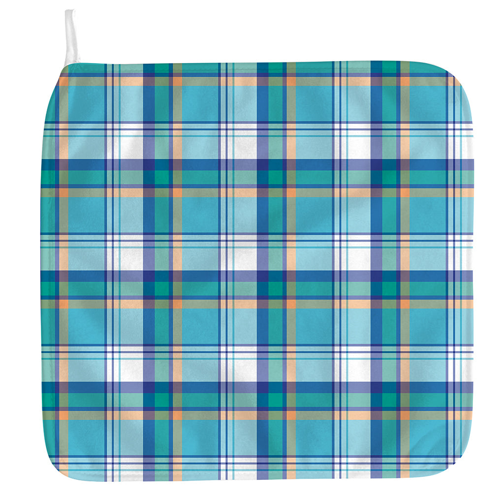 Blue Madras Pattern Print Hand Towel