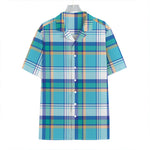 Blue Madras Pattern Print Hawaiian Shirt