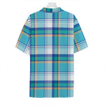 Blue Madras Pattern Print Hawaiian Shirt