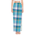 Blue Madras Pattern Print High Slit Maxi Skirt
