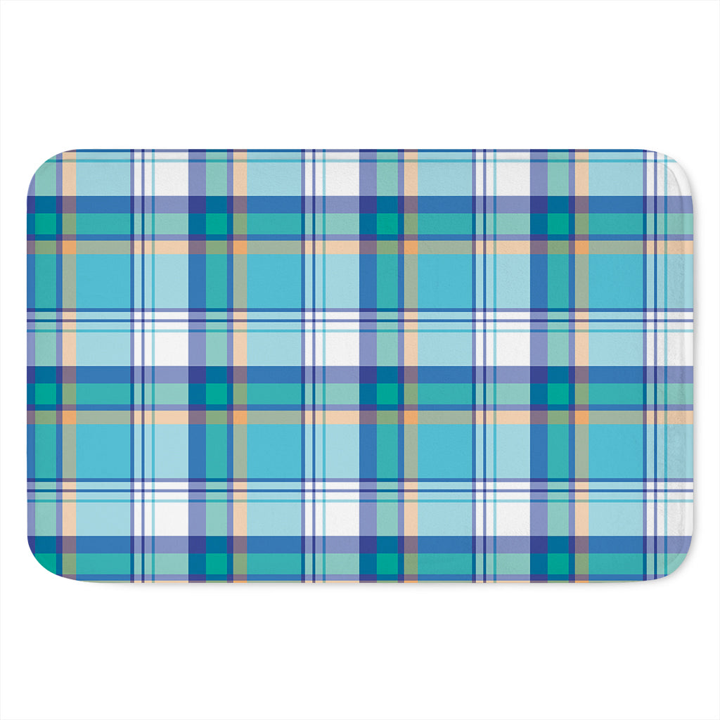 Blue Madras Pattern Print Indoor Door Mat