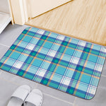Blue Madras Pattern Print Indoor Door Mat